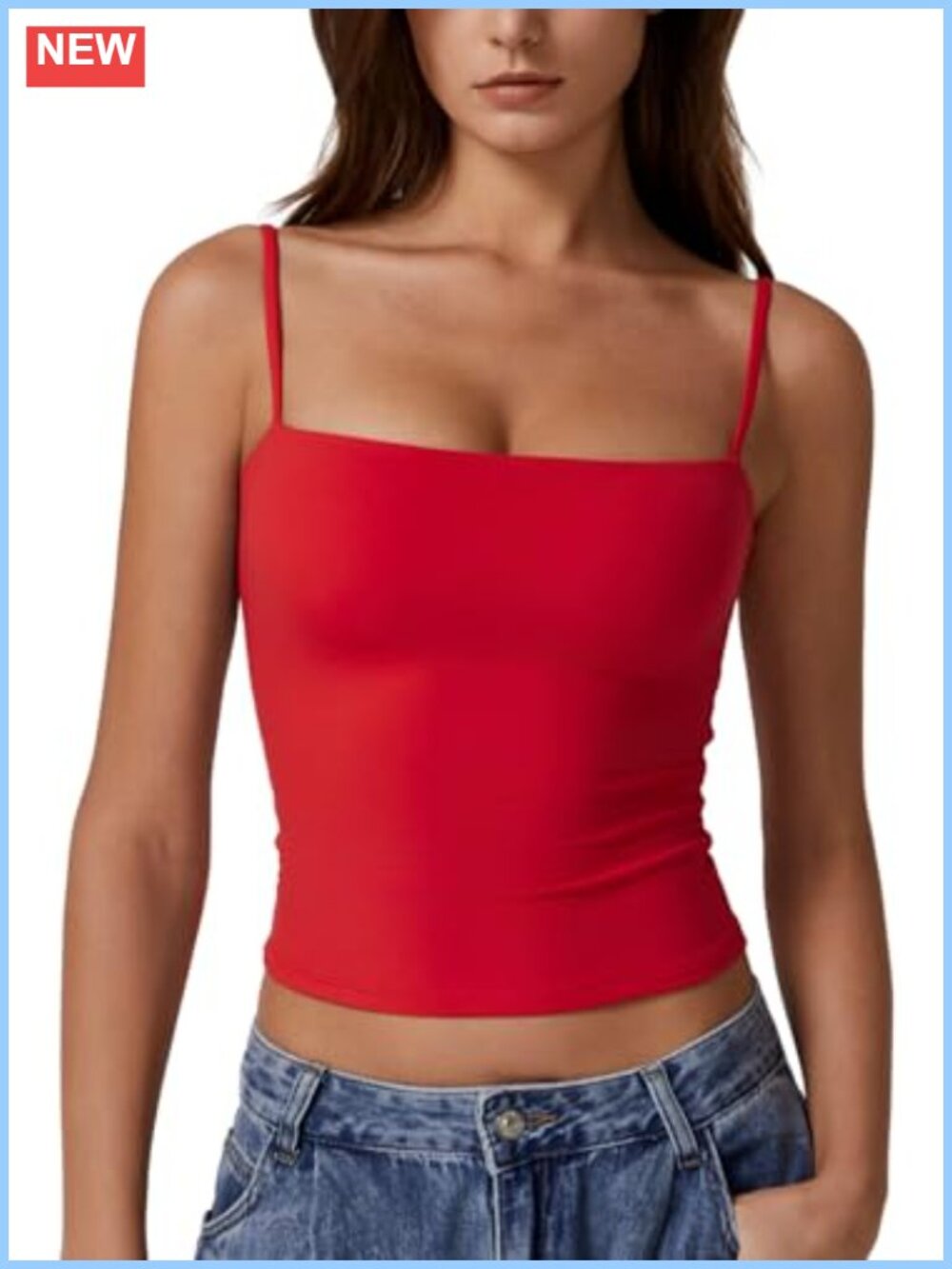 Double Lined Tank Top Adjustable Spaghetti Strap Sleeveless Camisole